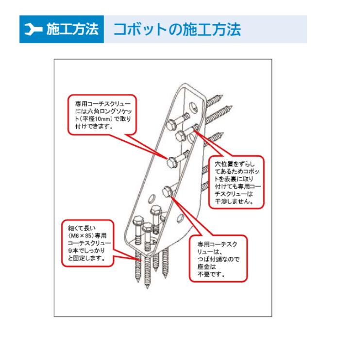 コボット 本体・接続金具セット 耐震補強金物 ※ロッド別売 国元商会 
