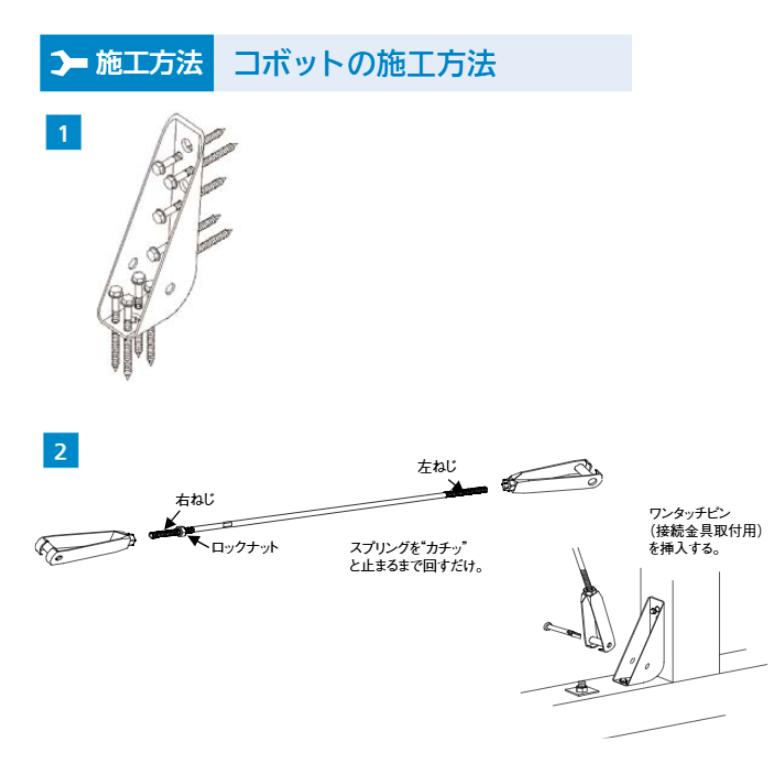 コボット 本体・接続金具セット 耐震補強金物 ※ロッド別売 国元商会