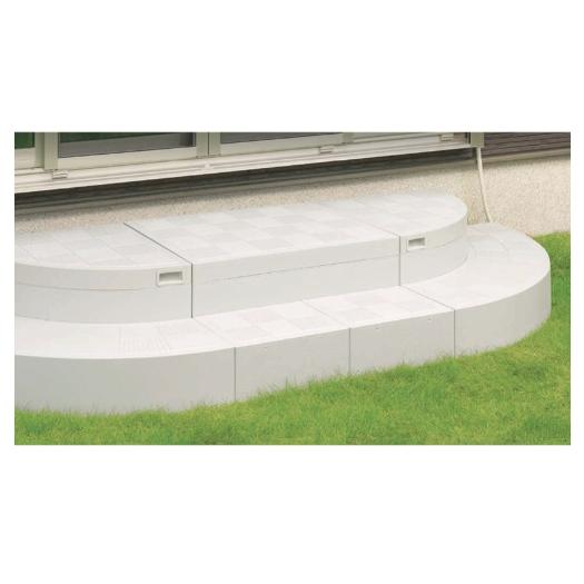 ハウスステップ Rタイプ CUB-R60S-LG 収納庫付き 900×900×350(175)mm 色/ライトグレー Joto【代引き不可・個人宅配送不可】の画像