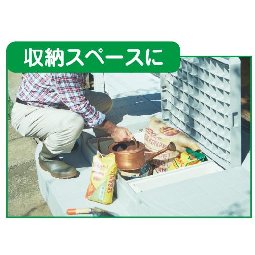 ハウスステップ Rタイプ CUB-R60S-LG 収納庫付き 900×900×350(175)mm 色/ライトグレー Joto【代引き不可・個人宅配送不可】の画像