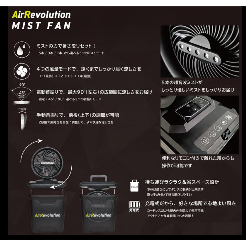 Air Revolution Mist Fan 充電式 エアレボリューションミストファン Air Revolution 充電式 快適涼しい