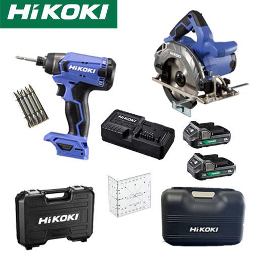 おまけツーバイフォー定規(2×4木材)と予備ビット5本付き HiKOKI 18V 