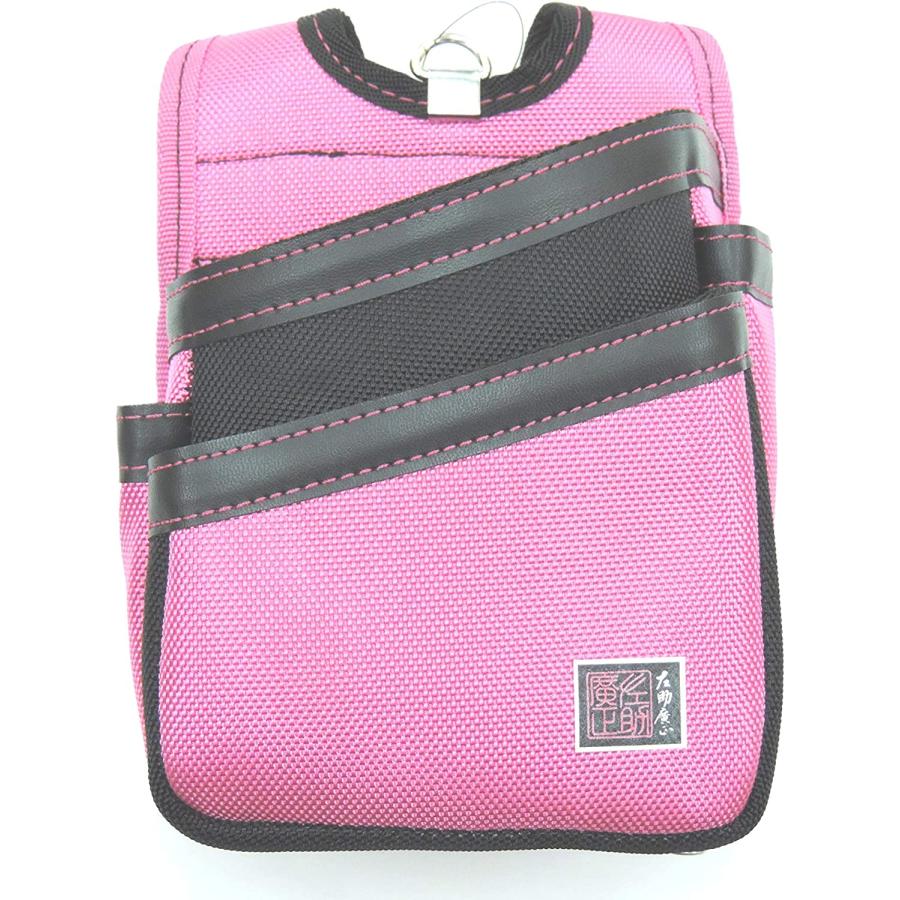 □K-N ピンク/ブラック ナイロン生地 腰袋 パーツバック KWS-123P 基陽