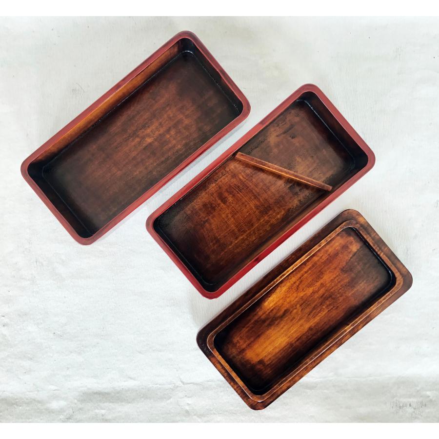 弁当箱 木製 本漆塗 後藤塗 二段角長弁当 5.5寸 16.5cm 内すり漆 国産
