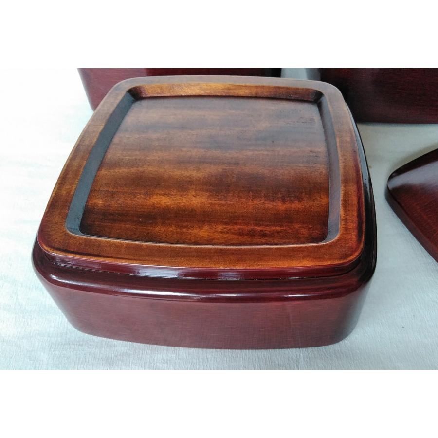 香川漆器】6寸三段角重(後藤塗、天然木くりぬき)