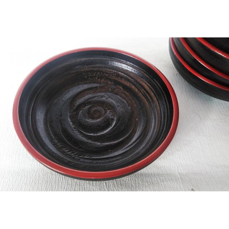 国産 木製 茶托 漆塗り 象谷塗 渕朱 多用 小皿 10.5cm 香川漆器