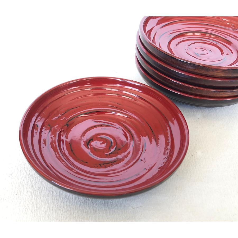国産 木製 茶托 漆塗り 象谷彫 根来塗茶托 4寸 12cm 香川漆器 象