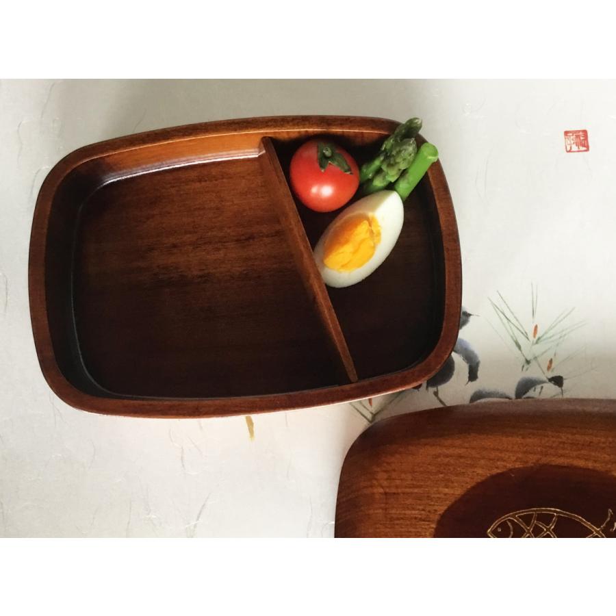 弁当箱 木製 本漆塗 魚文 スリ漆 一段小判弁当 6寸 18cm 国産 香川漆器 漆器の画像