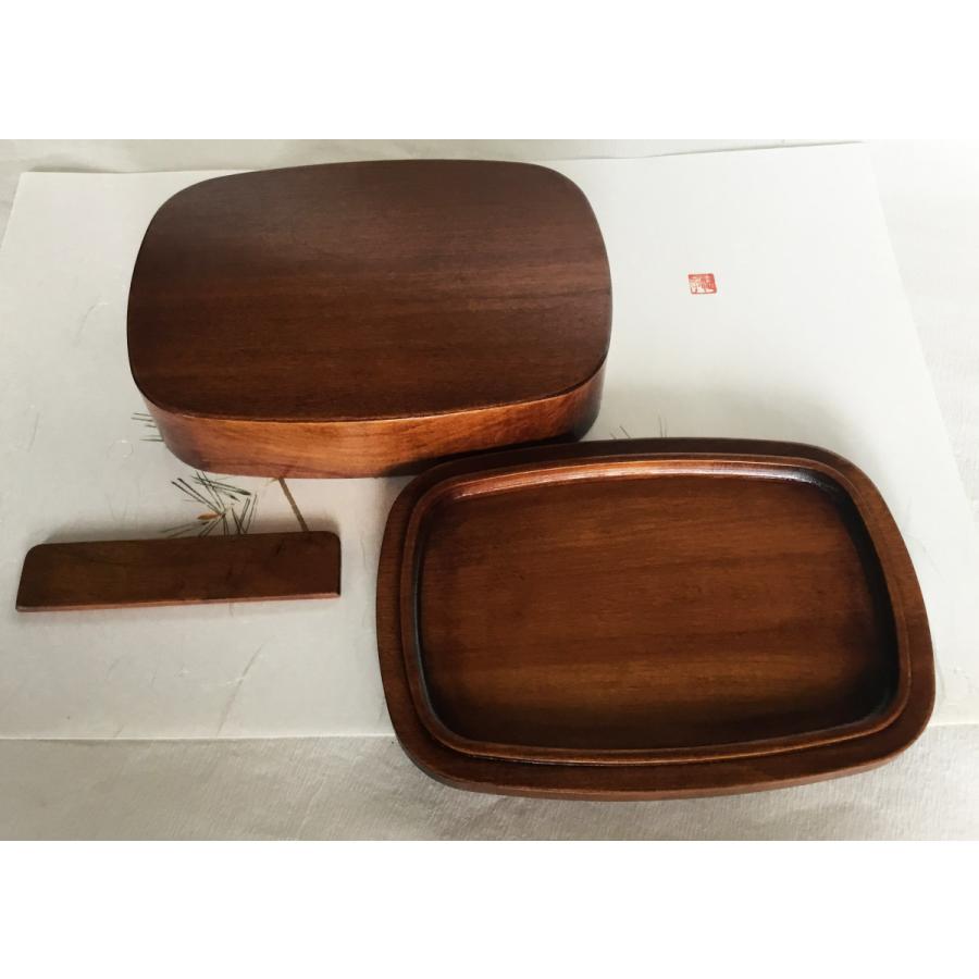 弁当箱 木製 本漆塗 魚文 スリ漆 一段小判弁当 6寸 18cm 国産 香川漆器 漆器の画像