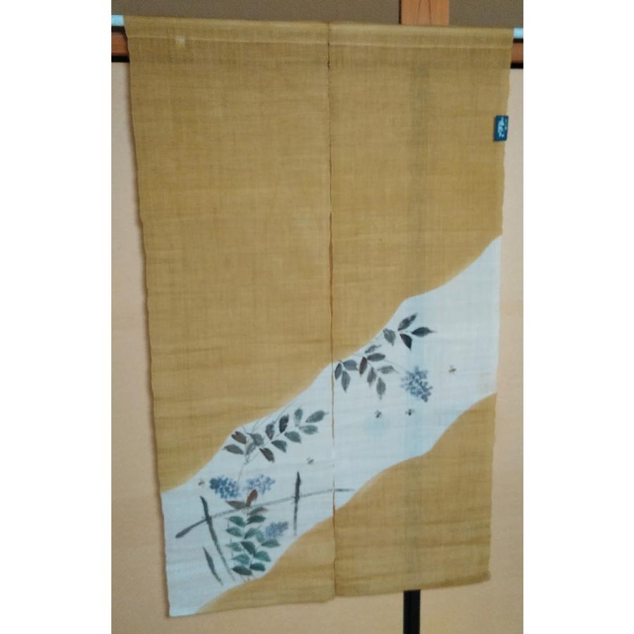 麻 のれん 手染め 手描き みつばち 垣根に草花 おしゃれ 和風 148cm 日本製 : 台所の道具屋筋 - 通販 - Yahoo!ショッピング