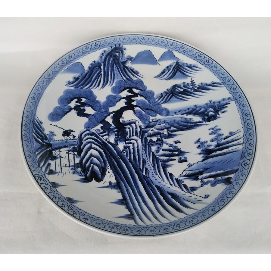 有田焼 大皿 15号 染付 山水 平皿 尺5寸 45cm 盛皿 飾り皿 : oz6091  