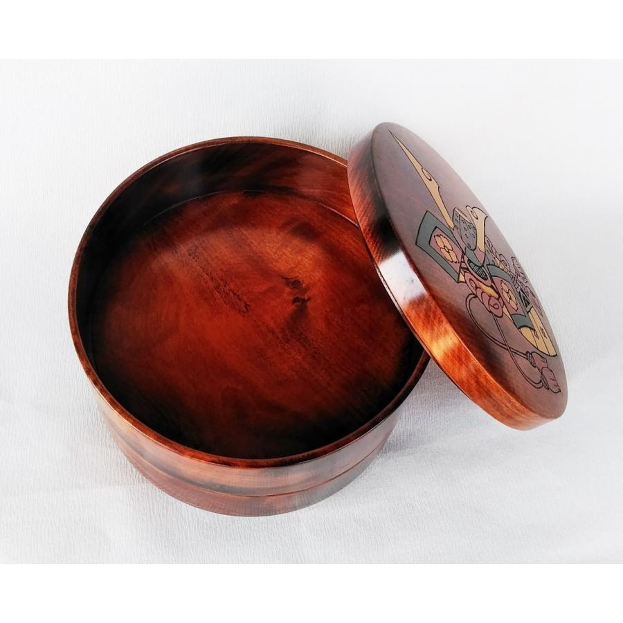 石見銀山 本漆塗 兜絵 6寸 二段重 18cm すり漆 讃岐漆器 重箱 弁当箱