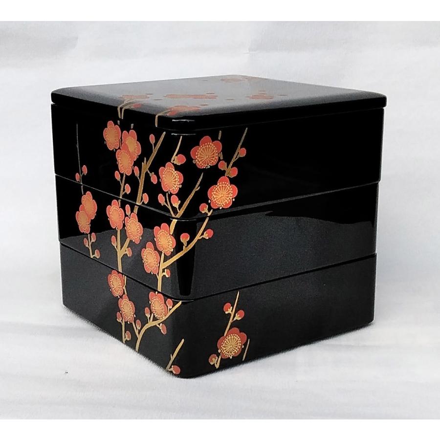漆　重箱　会津塗　梅　黒 漆器 会津塗 三段 重箱 枝梅 雅匠 黒の通販 by k-mix's shop｜ラクマ