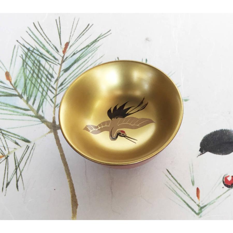 盃 鶴亀絵入り 夫婦 ペア杯 木製 漆塗り 漆器 木箱入 酒器 お正月