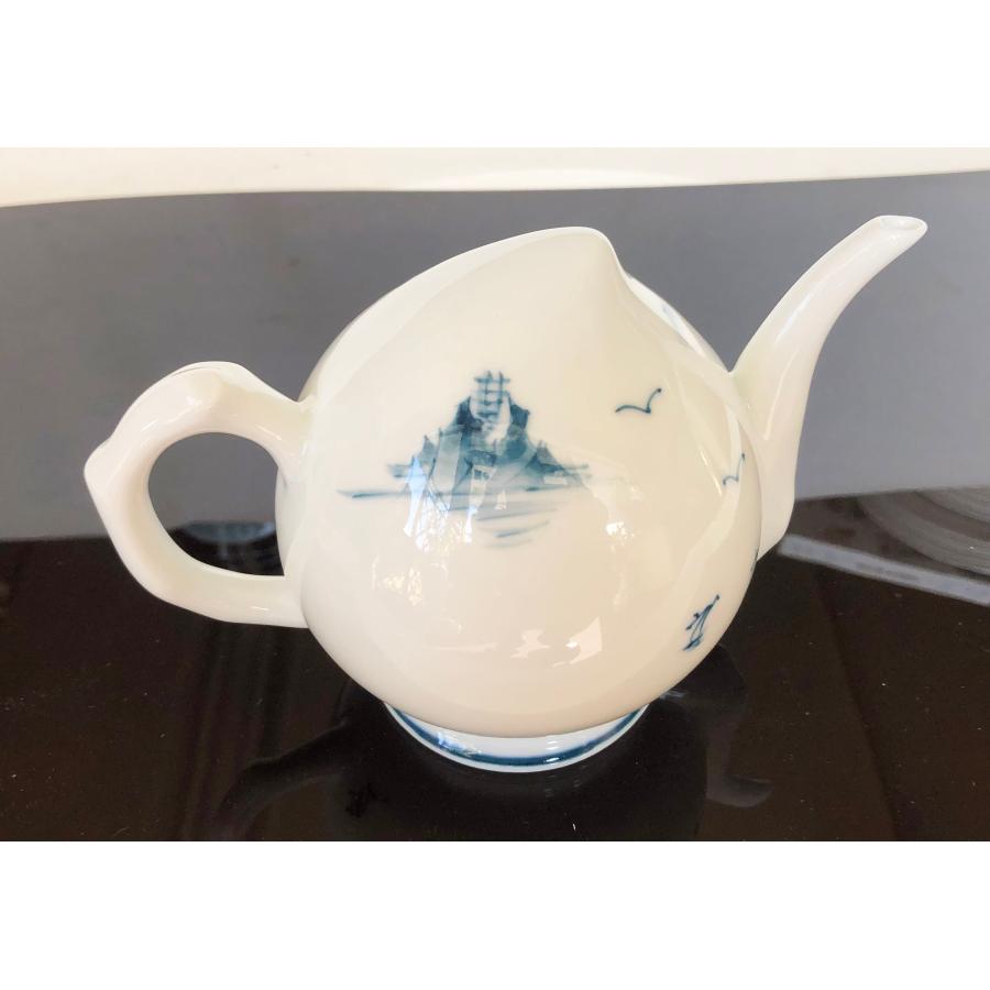 有田焼 片口 からくり徳利 桃型 染付山水絵徳利 酒器 ちろり 手書き 1