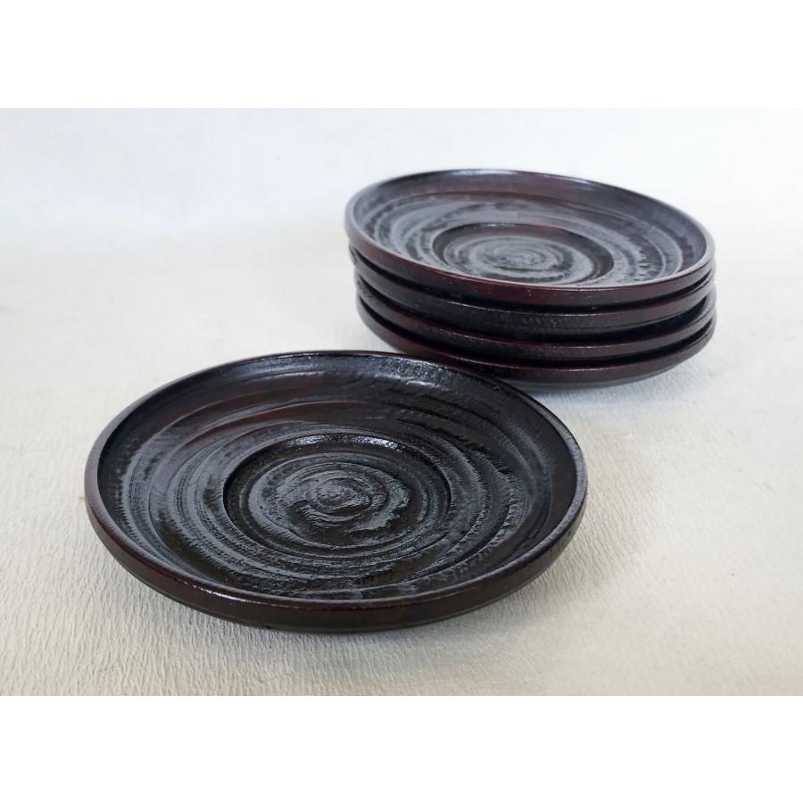 茶托 漆塗 象谷4寸茶托 5枚 12cm 木製 讃岐漆器 象刻
