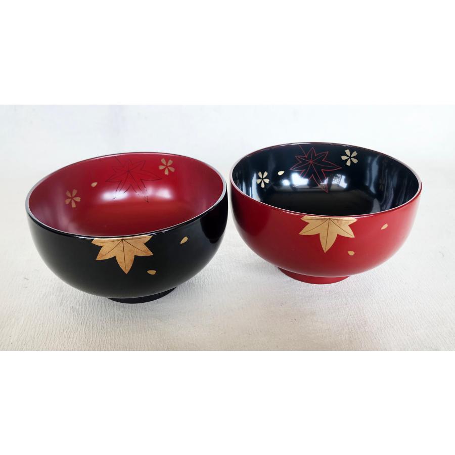 汁椀 吸物椀 漆器 春秋蒔絵汁椀 夫婦ペアー 朱黒 漆塗り 木製 汁椀 吸物椀 漆器 春秋蒔絵汁椀 夫婦ペアー 朱黒 漆塗り 木製