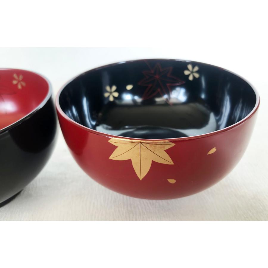 汁椀 吸物椀 漆器 春秋蒔絵汁椀 夫婦ペアー 朱黒 漆塗り 木製 汁椀 吸物椀 漆器 春秋蒔絵汁椀 夫婦ペアー 朱黒 漆塗り 木製