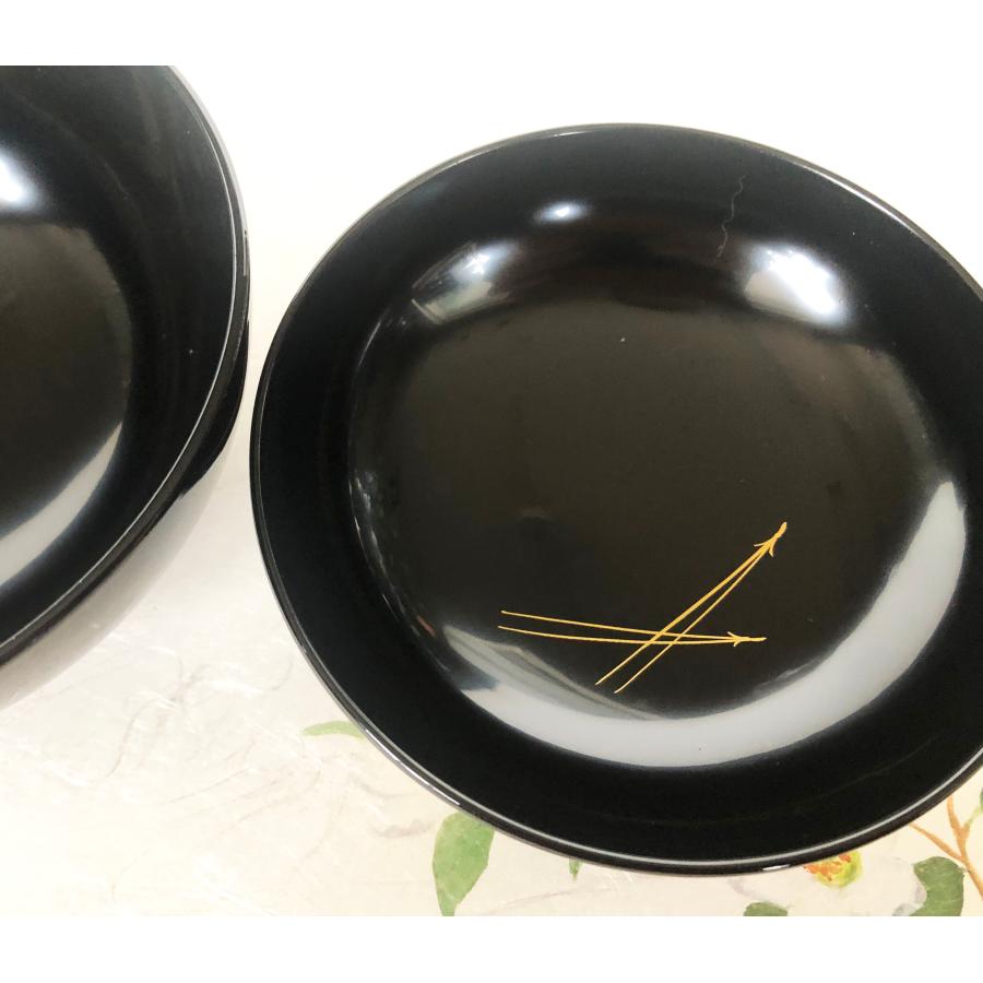 煮物椀 三羽鶴見返し松葉蒔絵 丸型 黒塗 漆塗 5客 在庫整理 雑煮椀 おせち 煮物椀 三羽鶴見返し松葉蒔絵 丸型 黒塗 漆塗 5客 在庫整理 雑煮