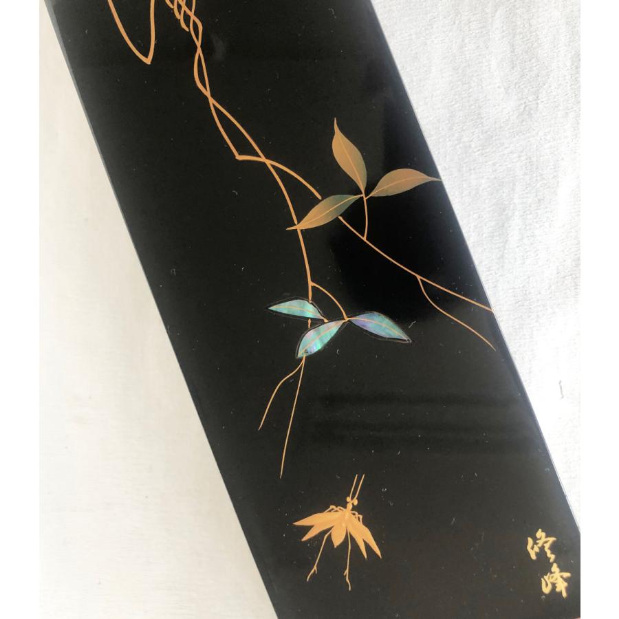 短冊箱 漆器 漆塗 木製 蒔絵 鉄線に鈴虫蒔絵 桜井漆器 伝統工芸士 渡辺