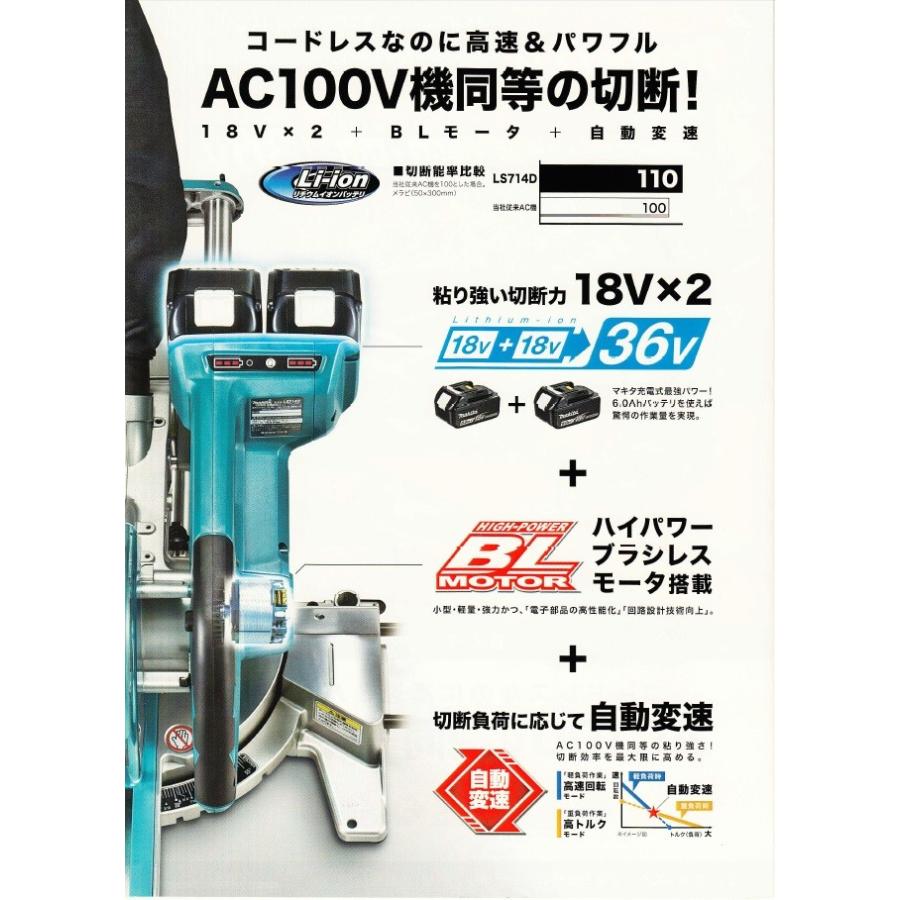 マキタ（makita） LS714DZ 本体のみ 190mm 充電式スライドマルノコ 18V 