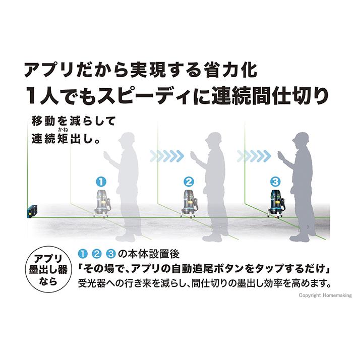 SK211GDZ マキタ 充電式屋内 屋外兼用グリーン墨出し器 アプリ＆自動追尾 バッテリーBL1040B 充電器 DC10SA 電池パックA-68806の画像