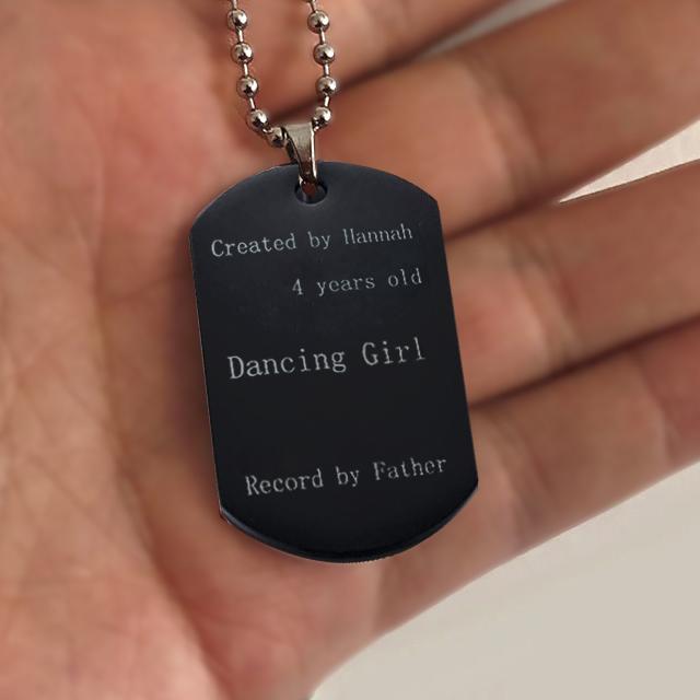 オリジナル刻印シリーズ ドッグタグ ブラック 片面 受注生産 あなたの