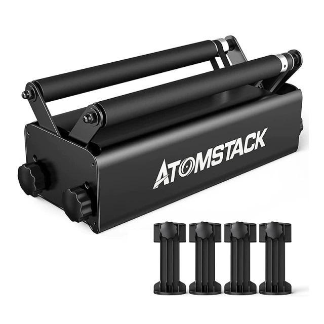 AtomStack R3  RotaryRoller  レーザー加工機拡張アタッチメントローラー 円筒形、球体、曲面素材や看板、スノボ等長尺モノへの彫刻を可能にするスグレモノ｜douguyaprops｜02