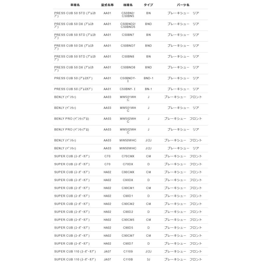NTB ホンダ ブレーキシュー A6-BSK20 純正品番 06430-GBJ-K10/K20