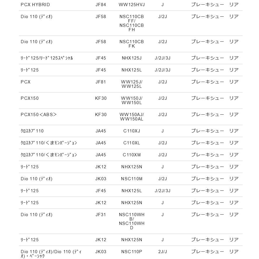 NTB ホンダ ブレーキシュー A6-BSK20 純正品番 06430-GBJ-K10/K20 : 堂島部品 - 通販 - Yahoo!ショッピング