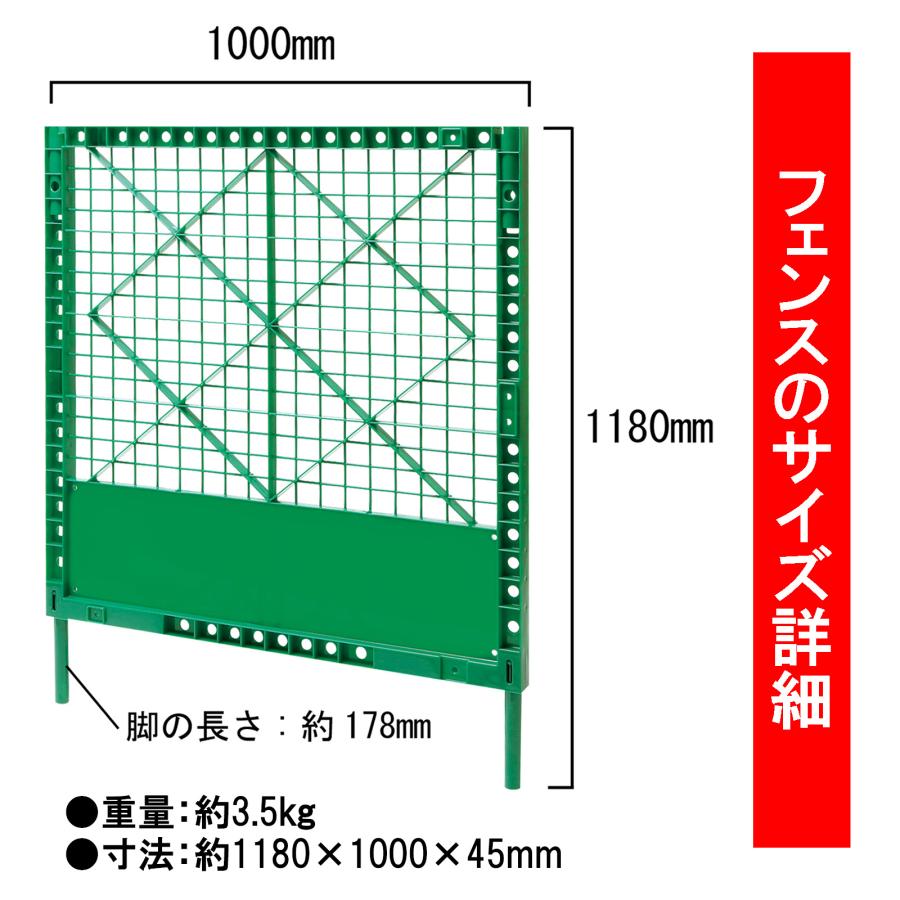 プラスチックフェンス 青 5枚セット 連結用ジョイント付属 H1180×W1000