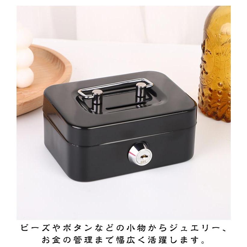 レトロな金属製キャッシュボックス 手提げ金庫 Cash Boxゴールド１万円鍵 ミニ手提げ金庫 収納ボックス 鍵付き 貯金箱 小銭投入ボックス 金属製
