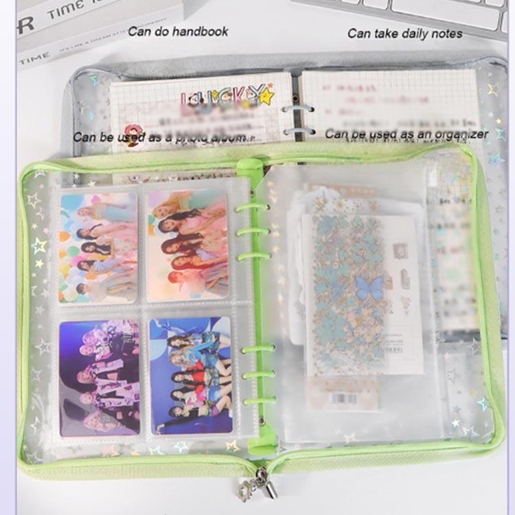 A5サイズ 6穴 バインダー 推し活 クリア 透明 シール帳 キラキラ