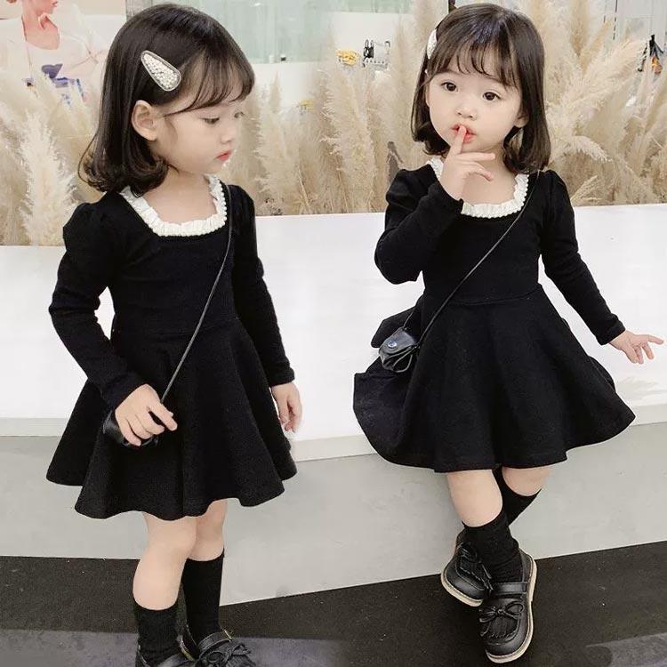 ワンピース 子供服 フリルネック キッズ 90 長袖 フォーマル フレア