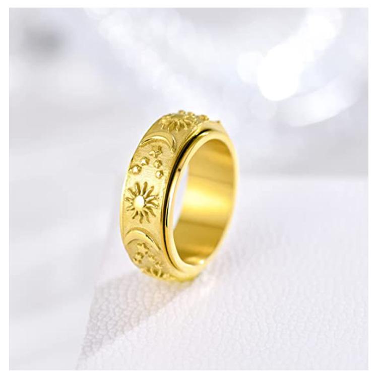 月 ストレス解消リング 解消 リング 2点セット メンズ チタン