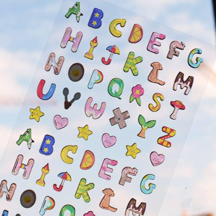 シール ボンボンドロップシール 日記 ステッカー 数字 イニシャル 手紙