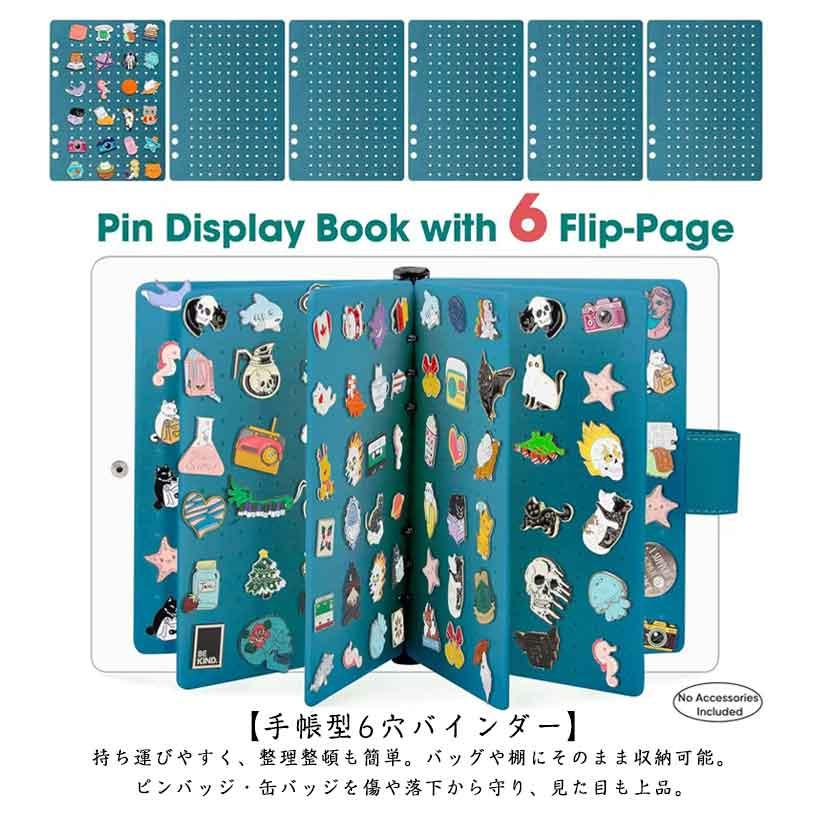 ピンバッジ バインダー フェルト 6穴 手帳型 缶バッジ 収納