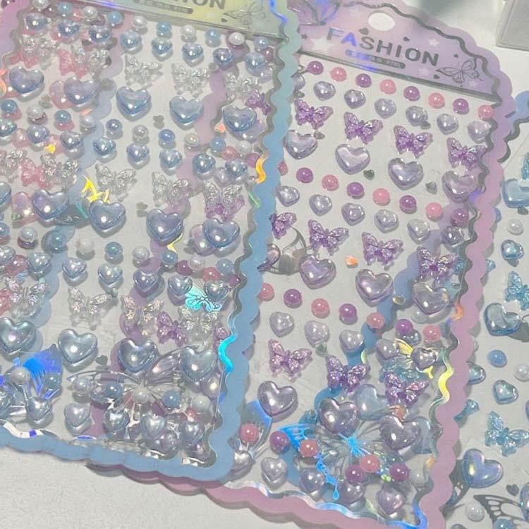 パール 胡蝶 ご褒美シール ハート シール 可愛い キラキラ 2枚セット