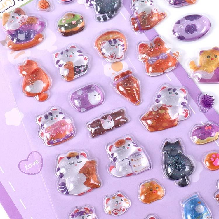 6枚セット ボンボンシール 立体 シール クリア ドロップシール 3D