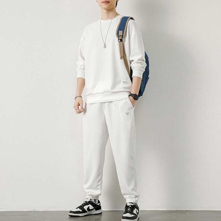 スエット メンズ ジャージ レイヤード風 セットアップ 春服 パーカー