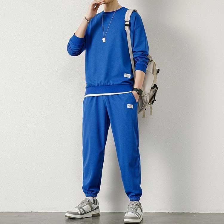 スエット メンズ ジャージ レイヤード風 セットアップ 春服 パーカー