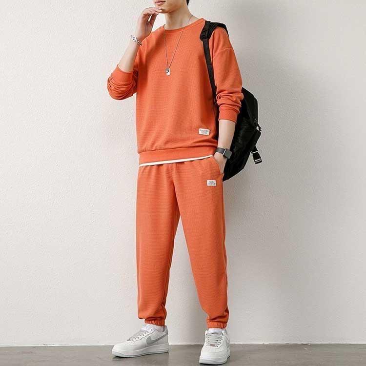 スエット メンズ ジャージ レイヤード風 セットアップ 春服 パーカー