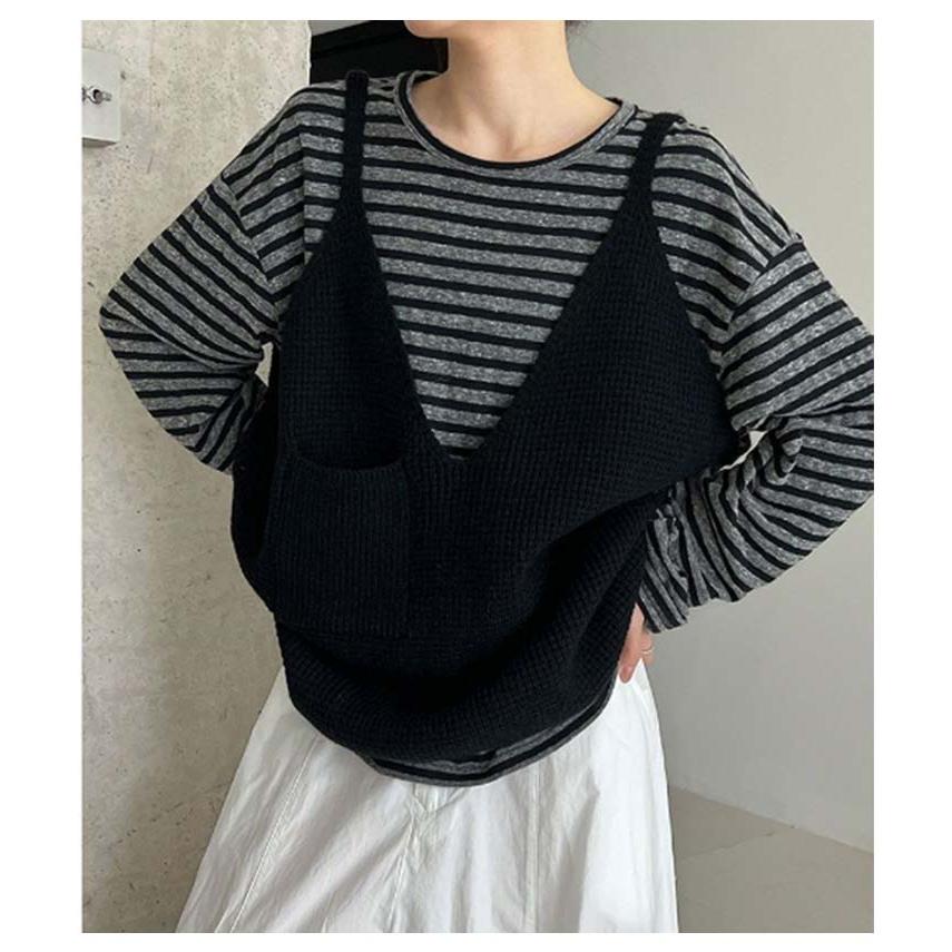 フレア 重ね着 ニットベスト 秋 ビスチェ レディース ニット プル