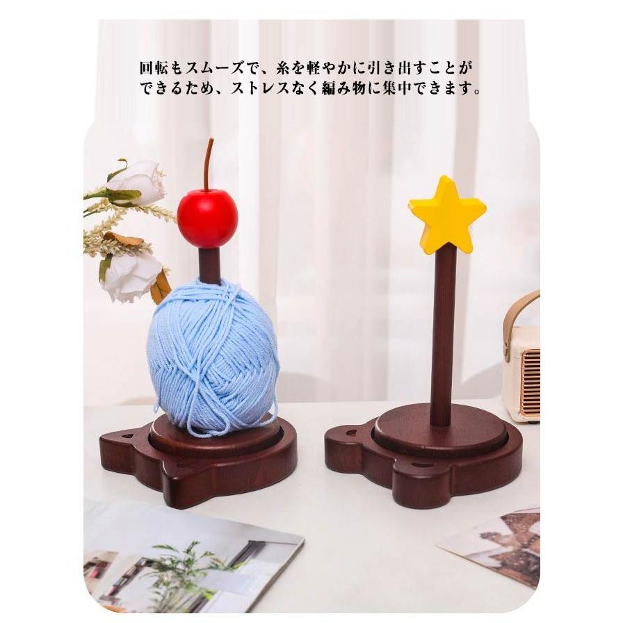 糸ラック 猫型 編み物収納 熊型 ヤーンホルダー 回転木製糸ホルダー 丸