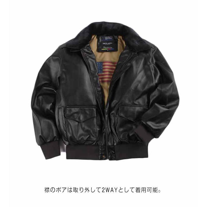 【専用】AVFLY レザー フライトジャケット ファー襟付き XLサイズ ファー襟付き メンズ ライダースジャケット ジャケット 合皮 冬