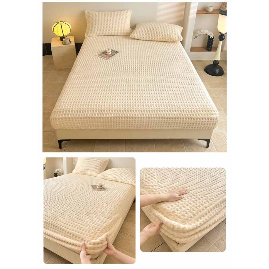 ボックスシーツ ベッドカバー 寝具 もこもこ ワッフルタッチ