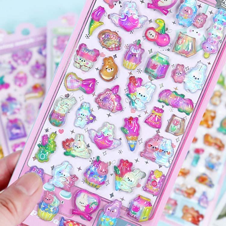 ぷくぷくシール ごほうびシール 立体シール 3dシール 6枚セット 