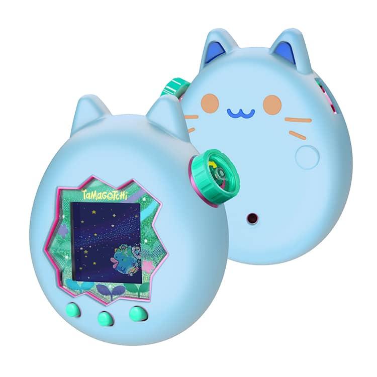 たまごっち本体、猫型ブルーカバー、ストラップ付き シリコン たまごっちパラダイス カバー 猫型 全面保護 防塵 Tamagotchi