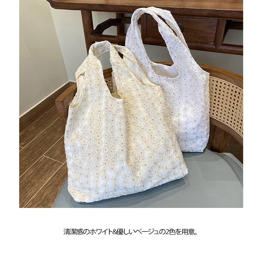 レースバッグ 大容量 トートバッグ 肩掛け バッグ 花柄レース マザーズ