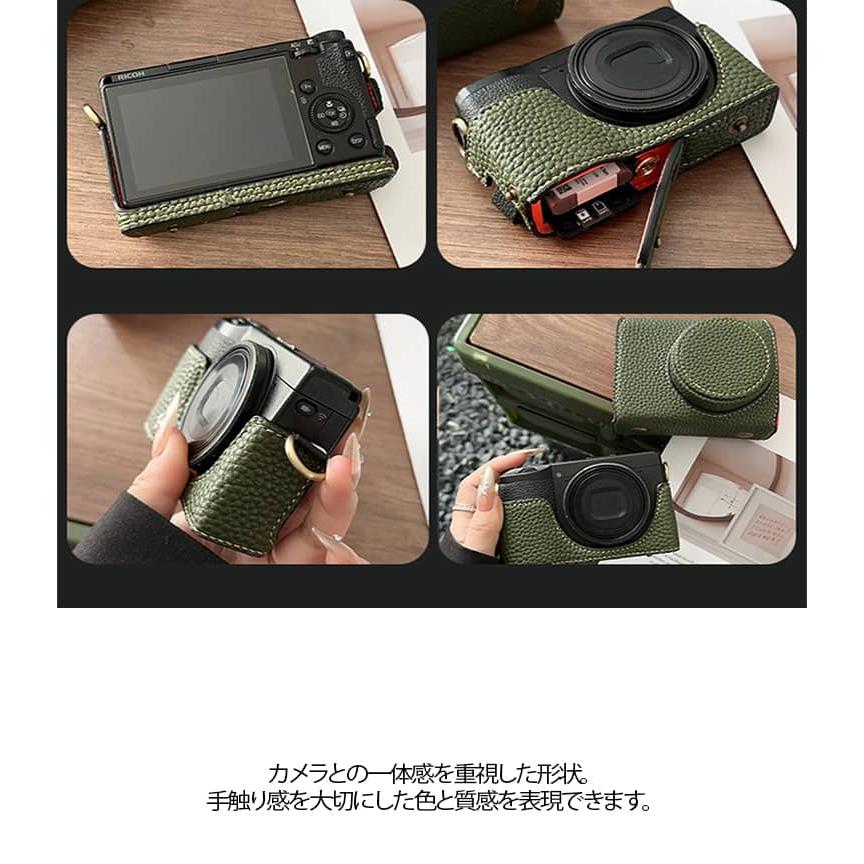 PUレザー GR3 リコーGR3/3X リコー ハーフケース ストラップ付き